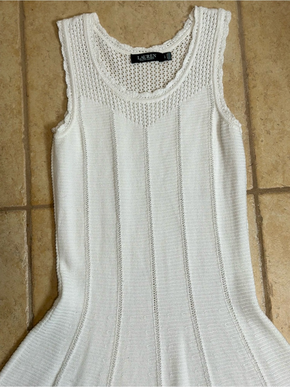 Lauren Ralph Lauren Lightweight Crochet Knit European Summer Resort Midi Dress